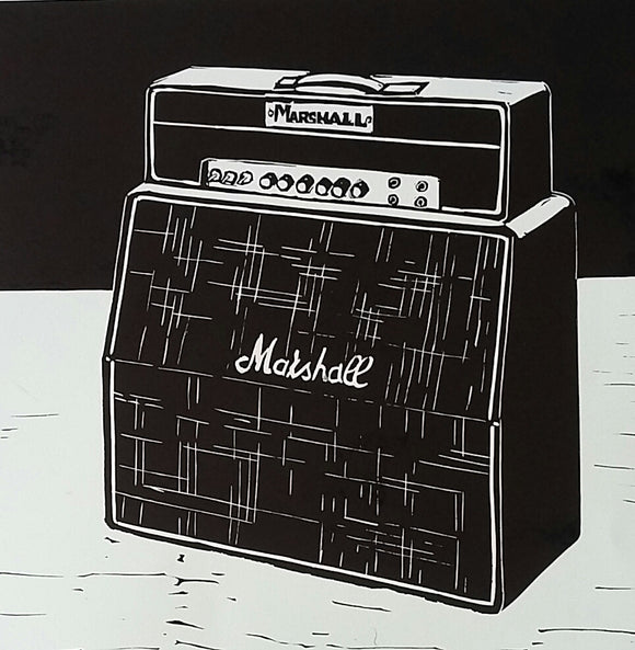 Limited Edition Linocut feat. Marshall AMP JTM45